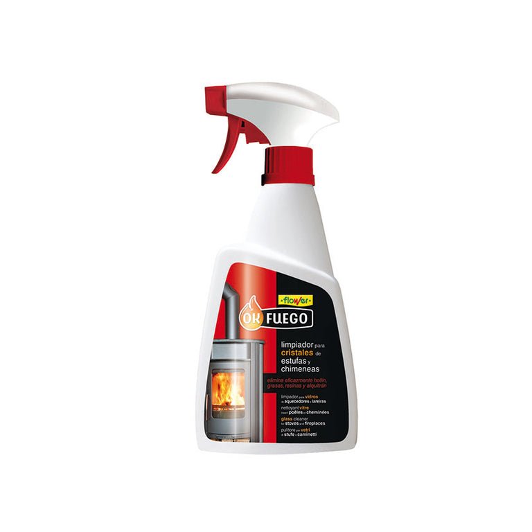 Botella de spray limpia cristales Ok Fuego 500ml para estufas y chimeneas