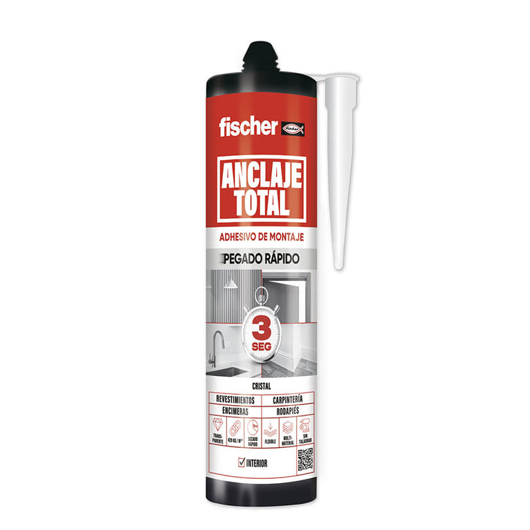 Adhesivo Fischer Anclaje Total Transparente Crystal 290ml para acabados invisibles en interior