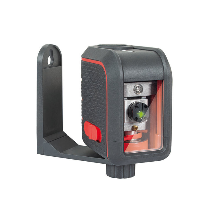 Nivel láser verde de líneas cruzadas RATIO RGCL20 con soporte de pinza magnética y carcasa robusta IP54.
