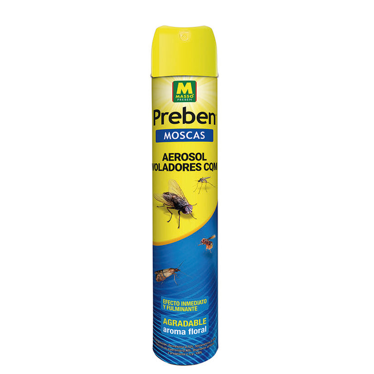 Aerosol insecticida Preben Voladores MASSÓ de 750 ml para control de moscas y mosquitos.