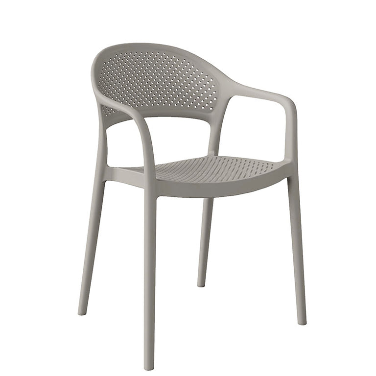 Silla de resina Solaz color gris claro resistente a rayos UV para jardín y terraza.