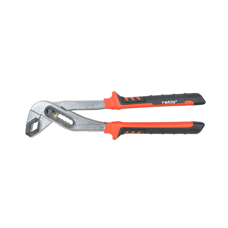 Alicate pico de loro RATIO Basic de 250mm con mango ergonómico bimaterial naranja y negro