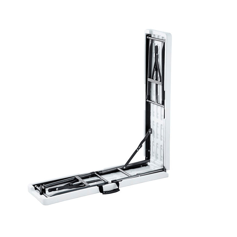 Silla plegable de resina blanca con estructura metálica negra serie TAY