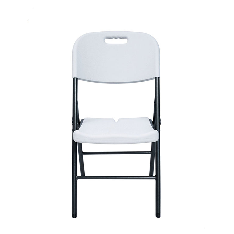 Silla plegable de resina blanca con estructura metálica negra serie TAY