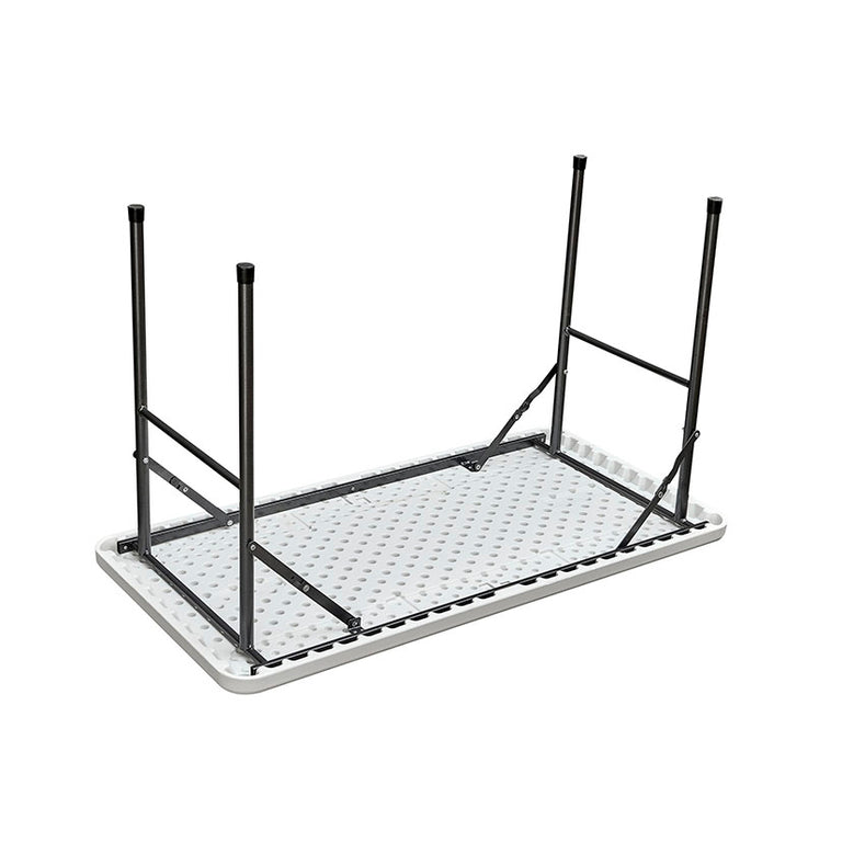 Silla plegable de resina blanca con estructura metálica negra serie TAY