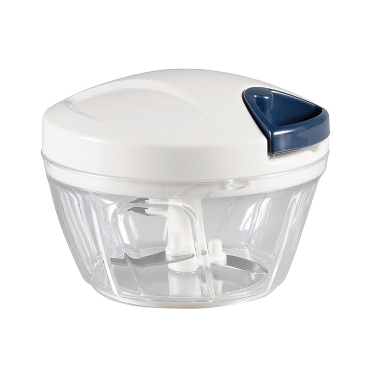 Picadora manual HABITEX Easy y Fast con recipiente transparente y sistema de 3 cuchillas de acero inoxidable.