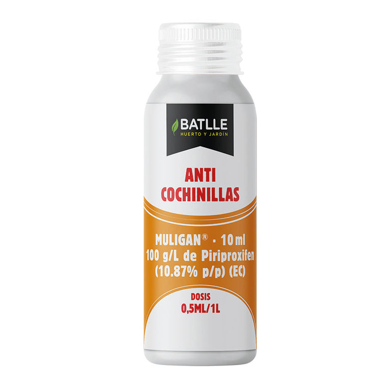 Bote de insecticida anti cochinillas BATLLE Muligan de 10ml con piriproxifen para control de plagas en plantas