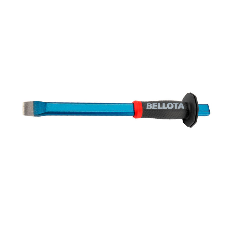 Cortafrío Bellota 8251 CPN con cuerpo azul y protector de mano negro y rojo
