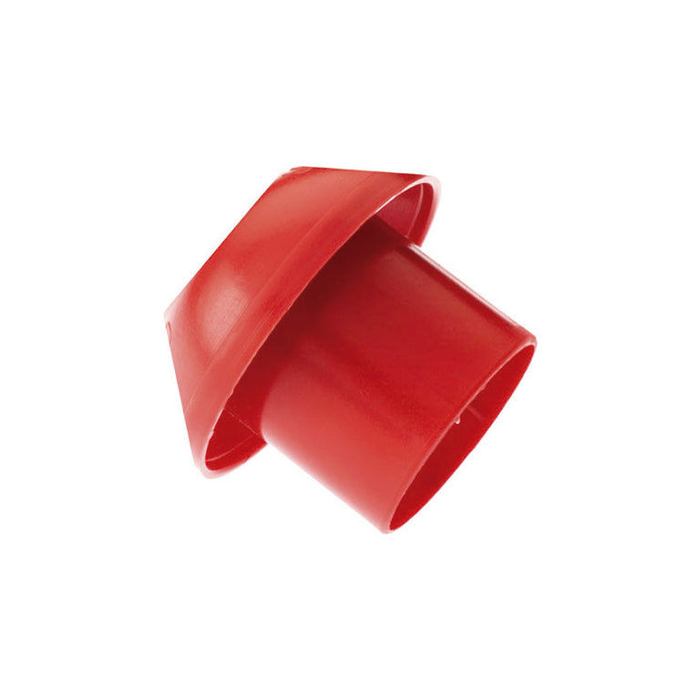 Seta protectora roja TAYG para varillas corrugadas de 12 a 20 mm con sistema de anclaje interno de 4 aletas.