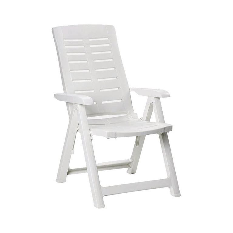 Sillón de jardín multiposición Yuma color blanco fabricado en resina resistente