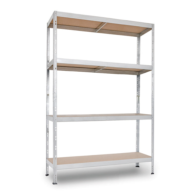 Estantería metálica de 4 baldas para garaje 180x120x40 cm con estructura galvanizada y baldas de madera