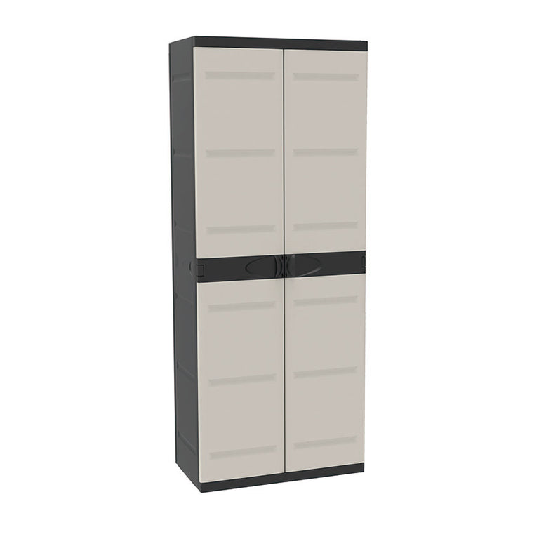 Armario de resina Plastiken Titanium 70cm color beige y negro diseño moderno para exterior