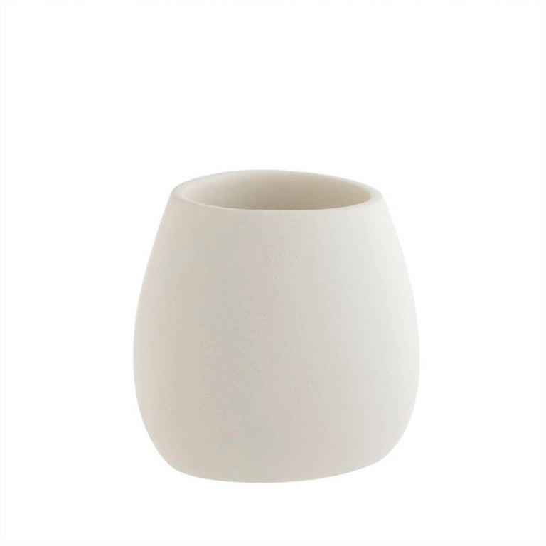 Vaso portacepillos de resina blanca con forma orgánica y acabado mate