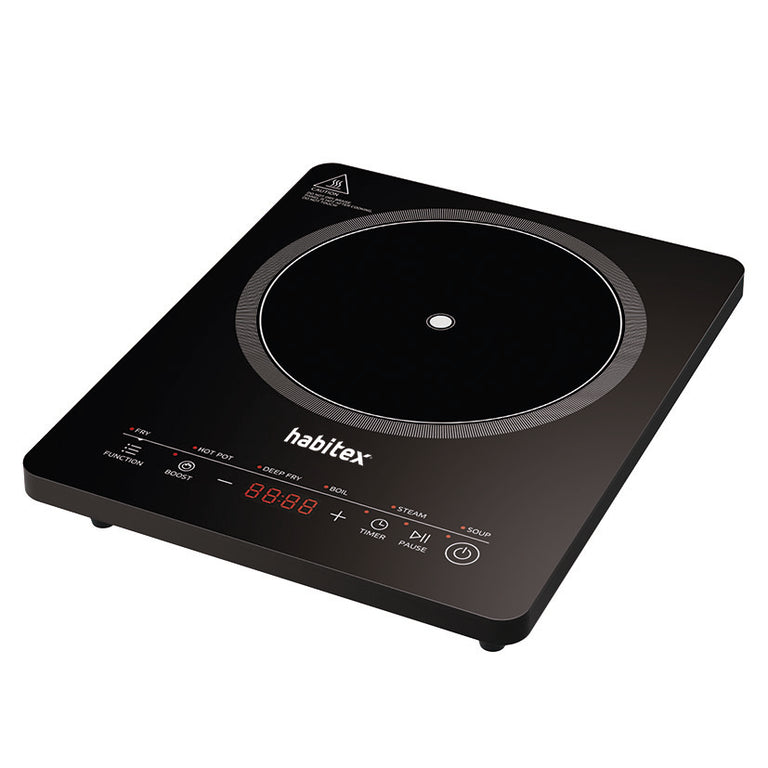 Placa de inducción portátil Habitex PLC-IN 2200 de 2200W con panel táctil y superficie de cristal negro