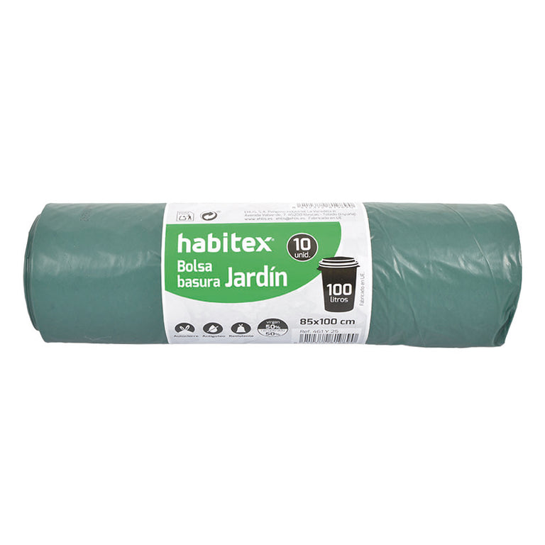 Rollo de bolsas de basura HABITEX para jardín de 100 litros color verde de alta resistencia
