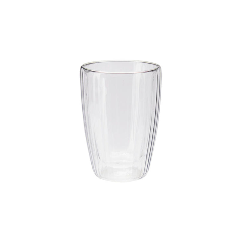 Vaso térmico de borosilicato doble pared diseño estriado 350 ml set de 2 unidades