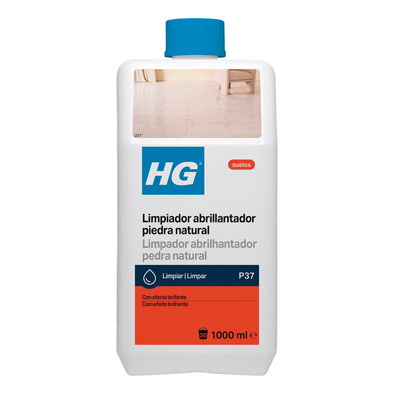 Bote de 1 litro de HG Limpiador abrillantador para piedra natural, mármol y terrazo con efecto brillo