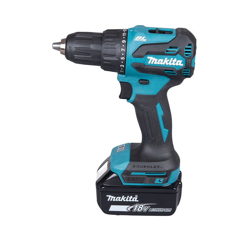 Taladro combinado a batería Makita DHP490SM1J 18V LXT con motor Brushless y batería de litio