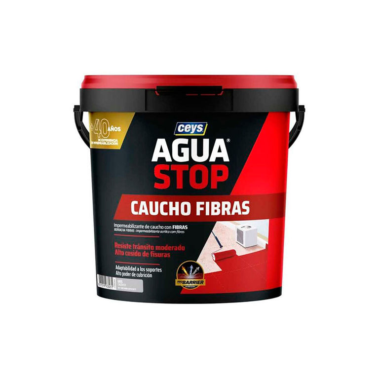 Bote de impermeabilizante CEYS Aguastop Caucho Fibras 5kg color gris para reparación de cubiertas y terrazas