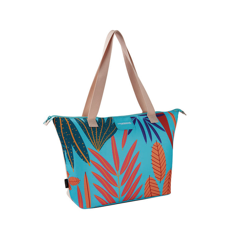 Nevera flexible Campingaz Ethnic 15L tipo bolso con estampado de hojas tropicales