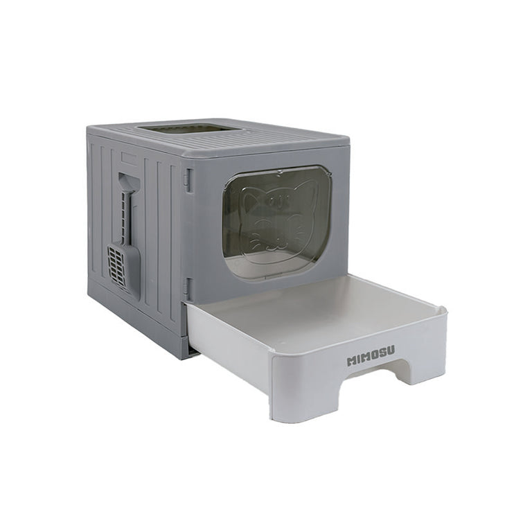 Arenero para gatos plegable JOCCA con cajón extraíble blanco y pala lateral