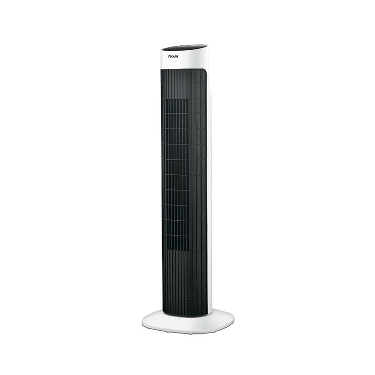 Ventilador de torre digital Fácula Rock blanco y negro con panel de control superior