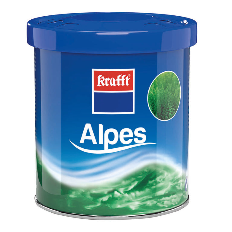 Ambientador de coche Krafft Alpes en lata de gel 80g aroma de montaña