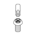 Esquema técnico de punta Torx inviolable y tornillo de seguridad compatible para reparaciones mecánicas y electrónicas.
