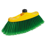 Escoba Universal Melosa con soporte amarillo y fibras verdes para barrido suave