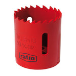 Sierra corona bimetal roja RATIO 1590 de 40mm con dientes variables para corte de metal
