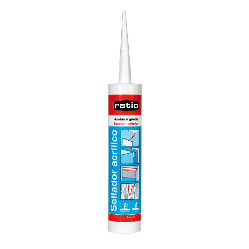 Cartucho de sellador acrílico Ratio blanco para juntas y grietas en interior y exterior