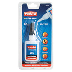 Adhesivo instantáneo RATIO Ultra Rapid 20g aplicador gota a gota para cerámica y metal.