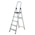 Escalera doméstica de aluminio HABITEX con peldaños antideslizantes y plataforma de seguridad negra