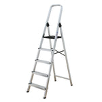 Escalera doméstica de aluminio HABITEX con peldaños antideslizantes y plataforma de seguridad negra