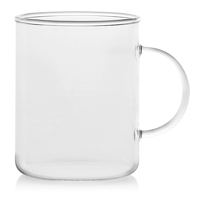 Mug de cristal borosilicato transparente con asa de 40cl para café e infusiones