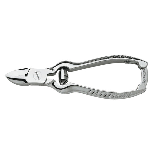 Alicate cortaúñas profesional 3 Claveles modelo americano de 11 cm con muelle cilíndrico y acabado en acero pulido.