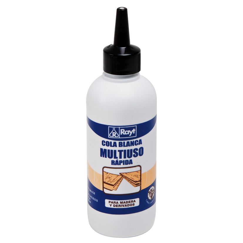 Adhesivo cola blanca Rayt de secado rápido para carpintería y manualidades en formato vertical.