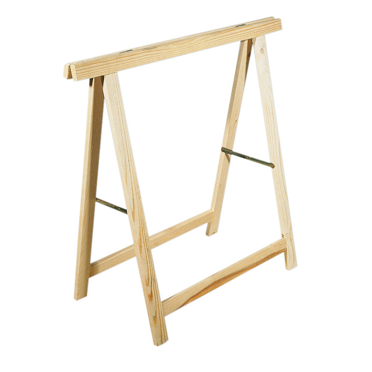 Caballete de madera de pino natural para soporte de mesas y trabajos