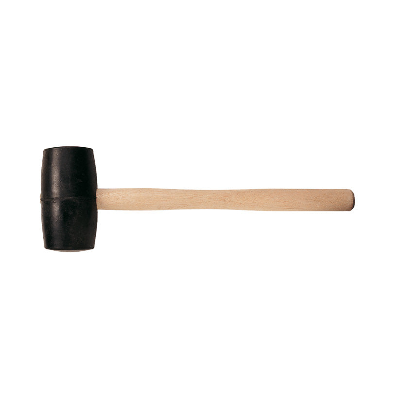 Maza de goma negra con mango de madera marca RATIO para trabajos de albañilería y bricolaje