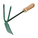 Azadilla de 2 púas LISTA Classic en acero verde y mango de madera para airear tierra.