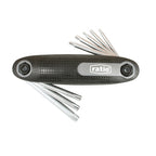 Juego de 8 llaves Torx de seguridad RATIO 6254H8 en formato navaja plegable con mango ergonómico antideslizante.