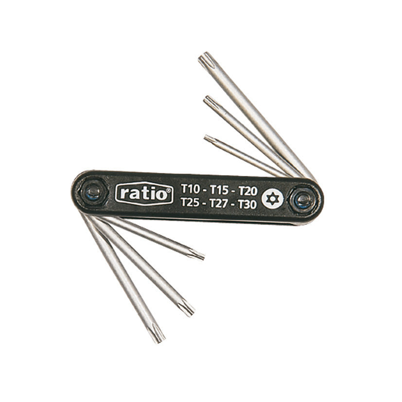 Juego de 6 llaves Torx de seguridad Ratio 6290H6 en formato navaja plegable medidas T10 a T30