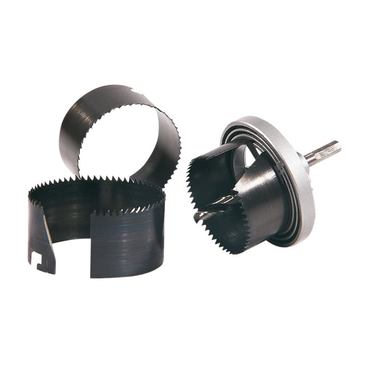 Sierra corona múltiple RATIO con hojas intercambiables de acero negro para cortes en madera y plástico.