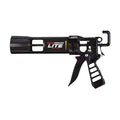 Pistola de silicona TAJIMA Convoy Lite negra con eje de acero y sistema de doble empuje antigoteo
