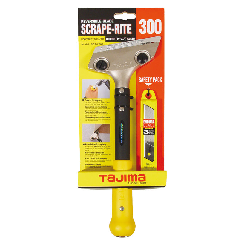 Rascador profesional Tajima 300mm con mango antideslizante y extremo reforzado para golpeo con martillo