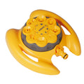 Aspersor Hozelock Vortex amarillo con selector de 8 patrones de riego y conexión rápida sobre base de trineo