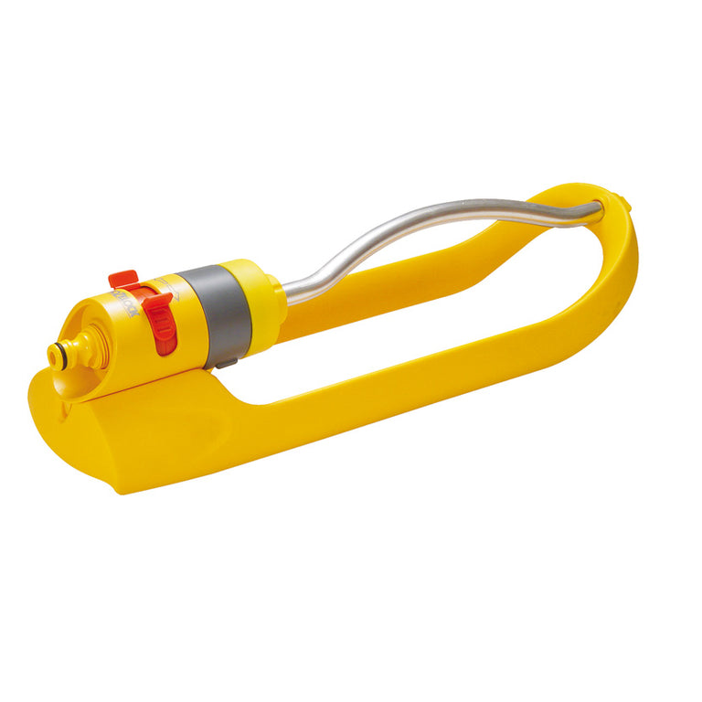 Aspersor oscilante Hozelock Pro 220 m2 amarillo con controles de ajuste 3D para riego de precisión