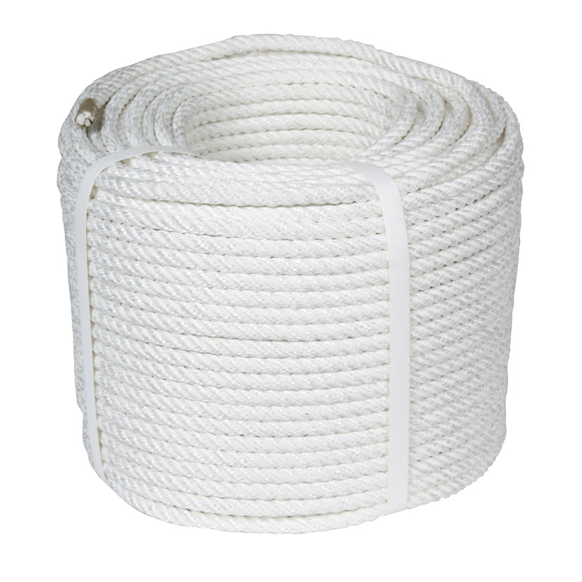 Rollo de cuerda de nylon blanco mate torcida de 4 cabos de alta tenacidad para industria y náutica.