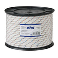 Bobina de cuerda poliéster alta tenacidad EHS blanca con motas azules y naranjas 8mm 100m