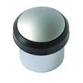 Tope de puerta cilíndrico Brinox en acero cromo mate con goma protectora negra